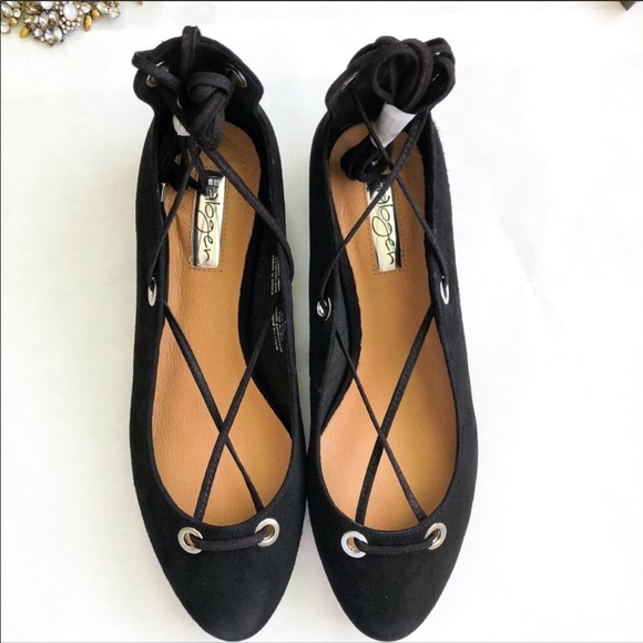 Halogen Nella Ghillie Flats in Black KidSuede - Picture 3 of 7